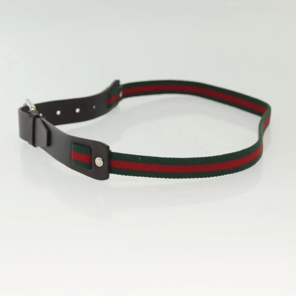 GUCCI Web Sherry Line Belt Leather 40.2"" Black Red Green Auth sw1390 - Picture 3 of 10